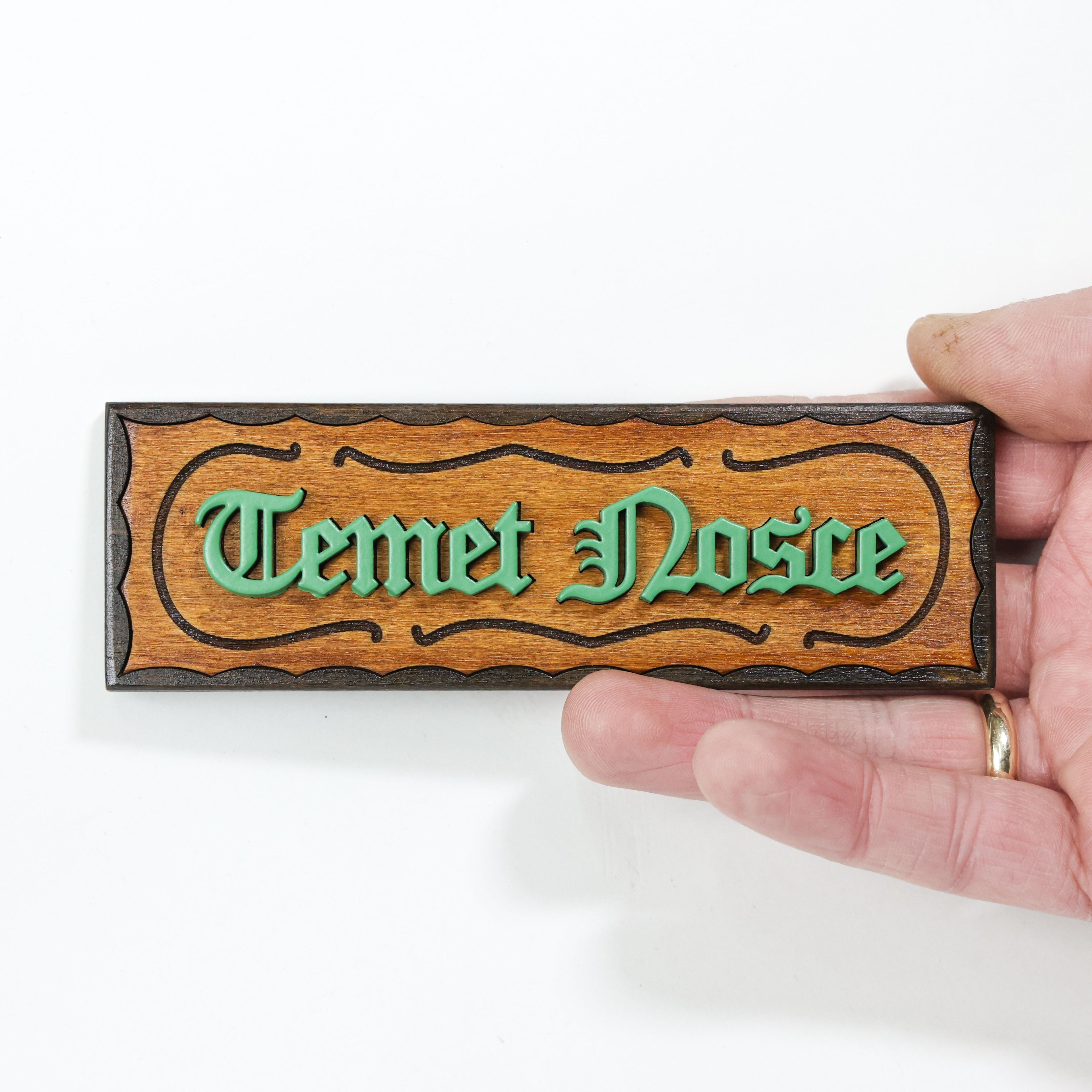 Fridge magnet: Temet Nosce – The Matrix Inspired Wooden Plaque